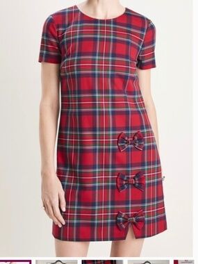 Vineyard Vines Christmas Holiday Tartan Plaid Red Bow Dress